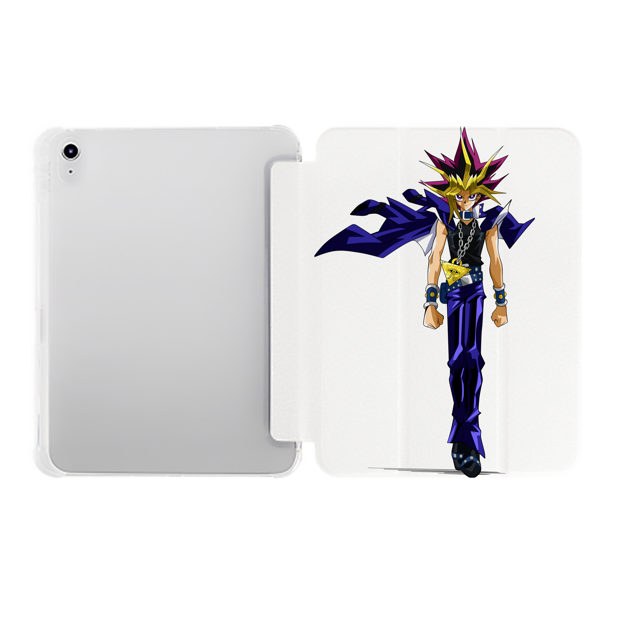 （画像用） 遊☆戯☆王 Yu-Gi-Oh! IPad ケース ペン収納付き 三つ折りスタンド PUレザー×シリコン 対応機種9.5/10.5/10.9インチ